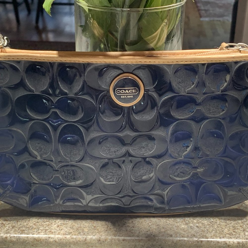 Coach Patent Leather Navy Wristlet